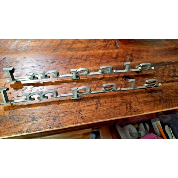 2 Vintage 10" Chevrolet Chevy Impala Name Emblem Badge 2 - Picture 3 of 6